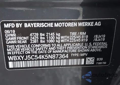 2019 BMW X2 xDrive28I z USA, uszkodzony, nr VIN WBXYJ5C54K5N87364